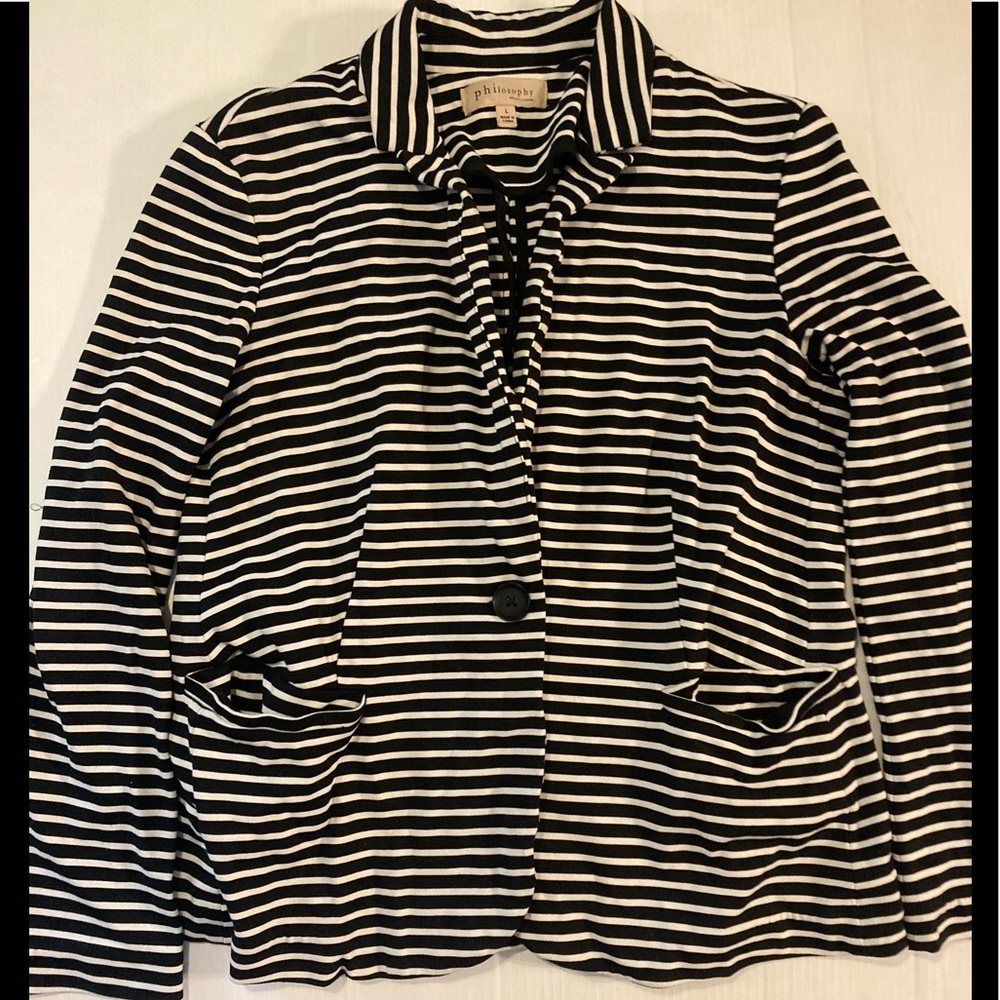 Philosophy size large black and white striped blazer